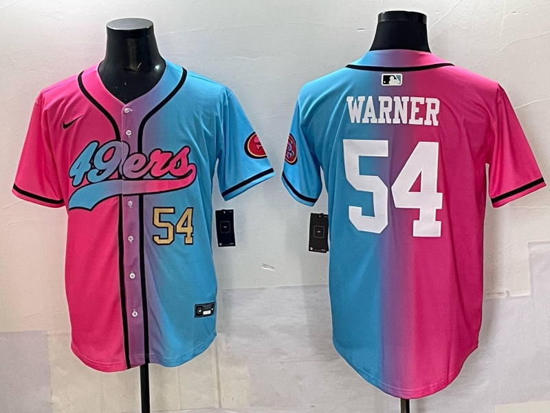 Men 2025 San Francisco 49ers #54 Warner Pink Blue pink Nike Limited NFL Jersey 007